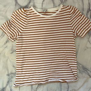 Vintage 80s aesthetic Beige and White Striped Woman’s Tee